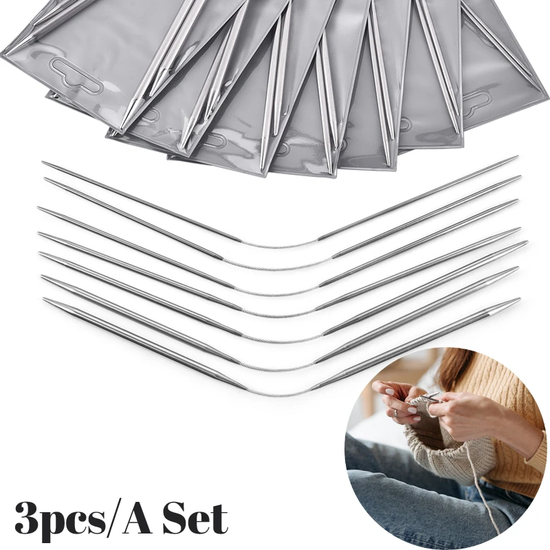 

3pcs/A Set Crochet Hooks Circular Knitting Needles Long Taper Sharp Tips Needle Craft DIY Weaving Sewing Tools Woolen Needle