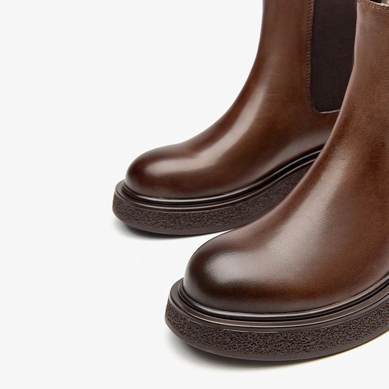 BEAUTODAY ботинки челси женские однотонные из телячьей кожи с круглым носком без