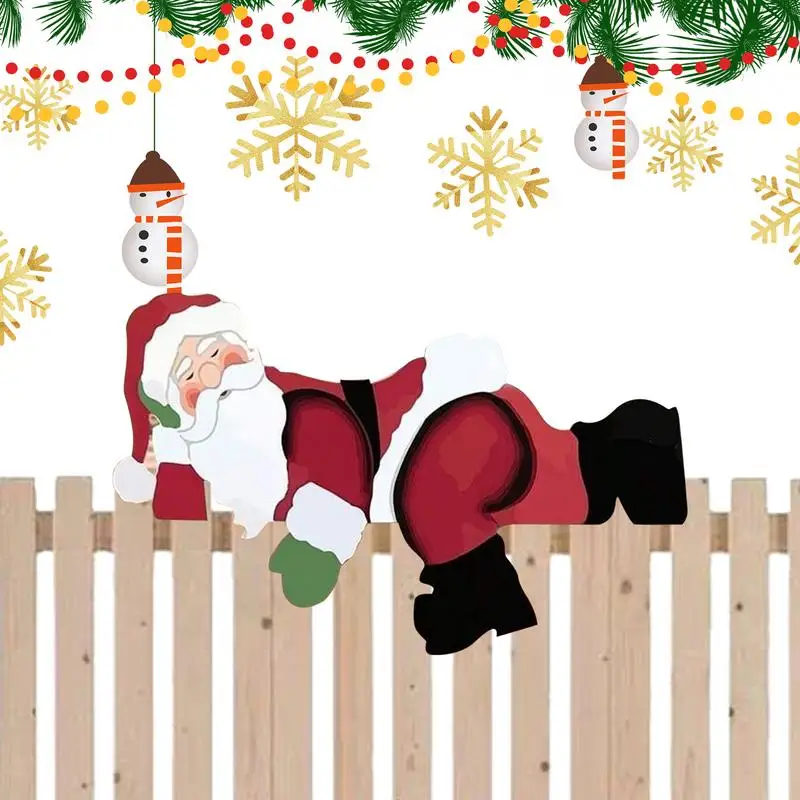 Рождественский забор Санта-Клауса рождественский открытый Peeker забавный