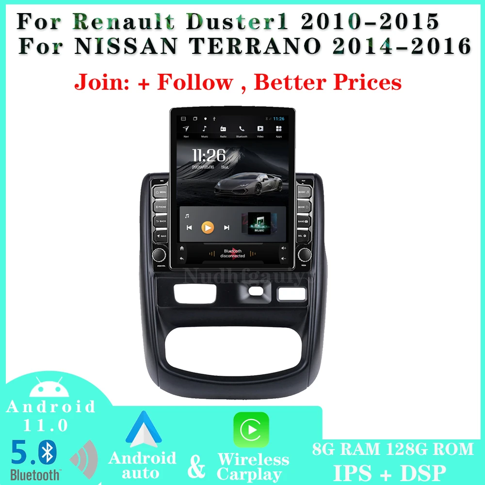 

For Renault Duster1 For NISSAN TERRANO Android 11 Vertical Style Tesla Screen Radio Auto GPS Navigation Multimedia Player Stereo