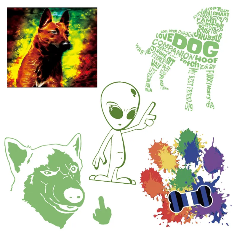 Модные термонаклейки для одежды с изображением собаки, светящиеся термонаклейки с изображением животных, наклейки для одежды