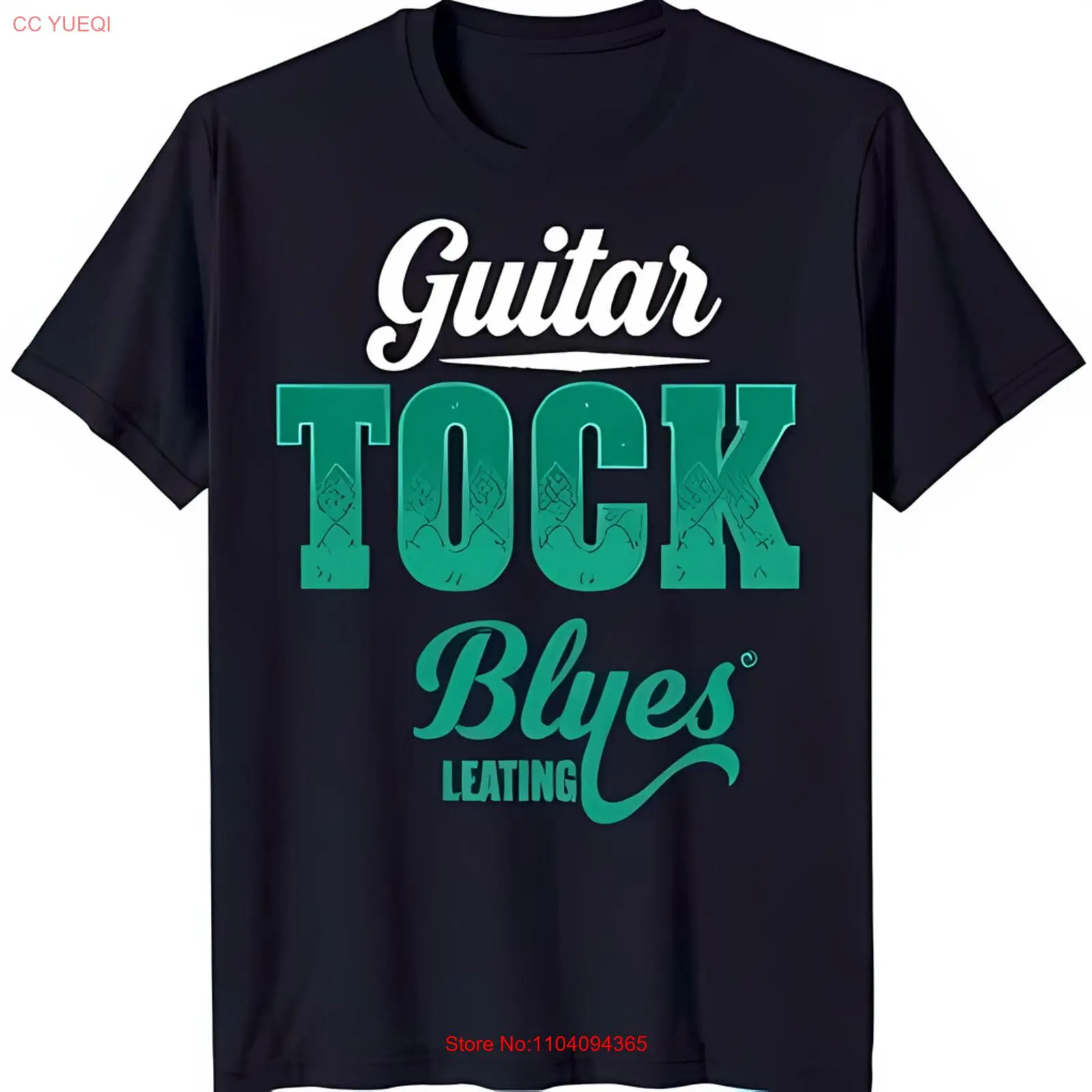 Винтажная черная футболка с круглым вырезом и бирюзовой графикой Tock Blues Leating