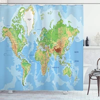 world map shower curtain topographic map of the world continents countries oceans mountains cloth fabric bathroom de