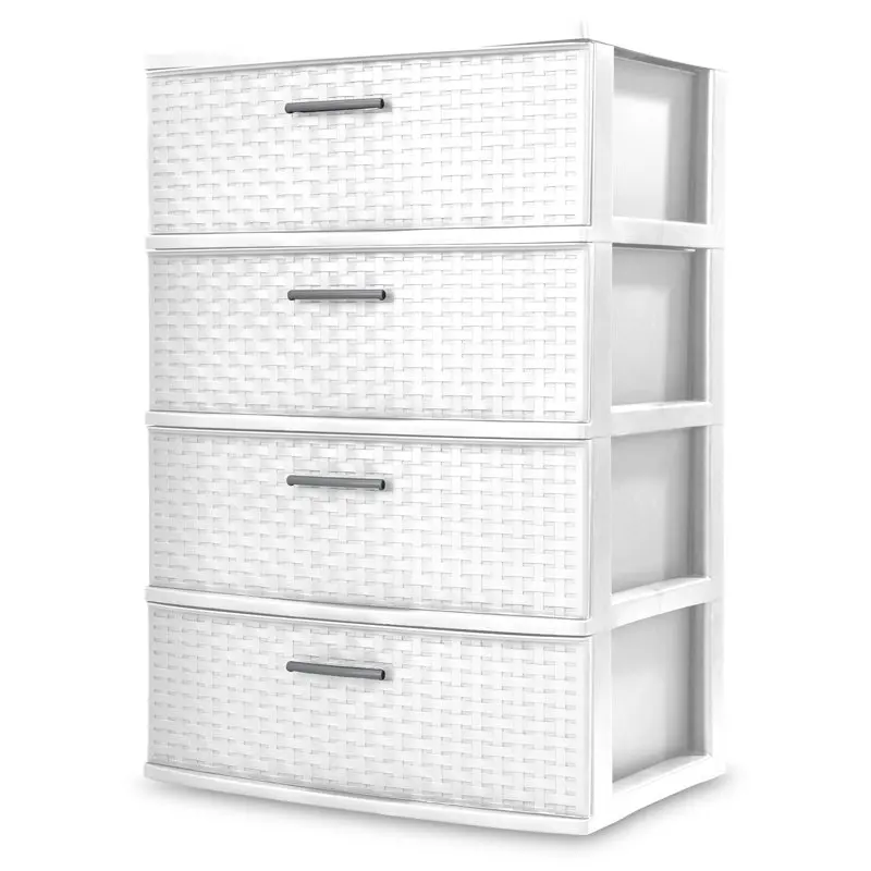 

Drawer Wide Weave Tower Storage Unit | White | Extra Capacity, Long-Lasting Durability