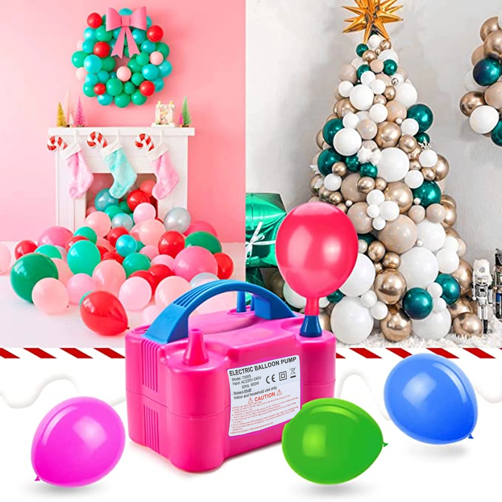 

Honhill 600W Electric Balloon Pump Balloon Inflator Portale Dual Nozzle Air Blower Balloon Accessories For Home Party Commercial