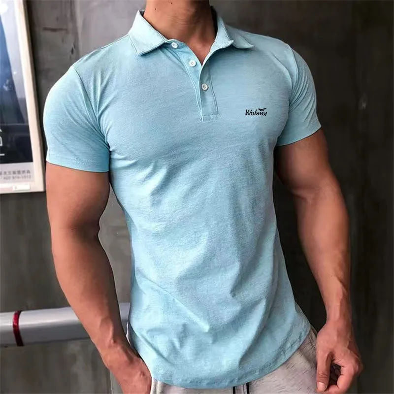Top Quality Summer Men Golf Wear Lapel T-shirt Curved Hem Sports Polo Shirt Man Business Short Sleeve Quick-dry Man Golf Uniform