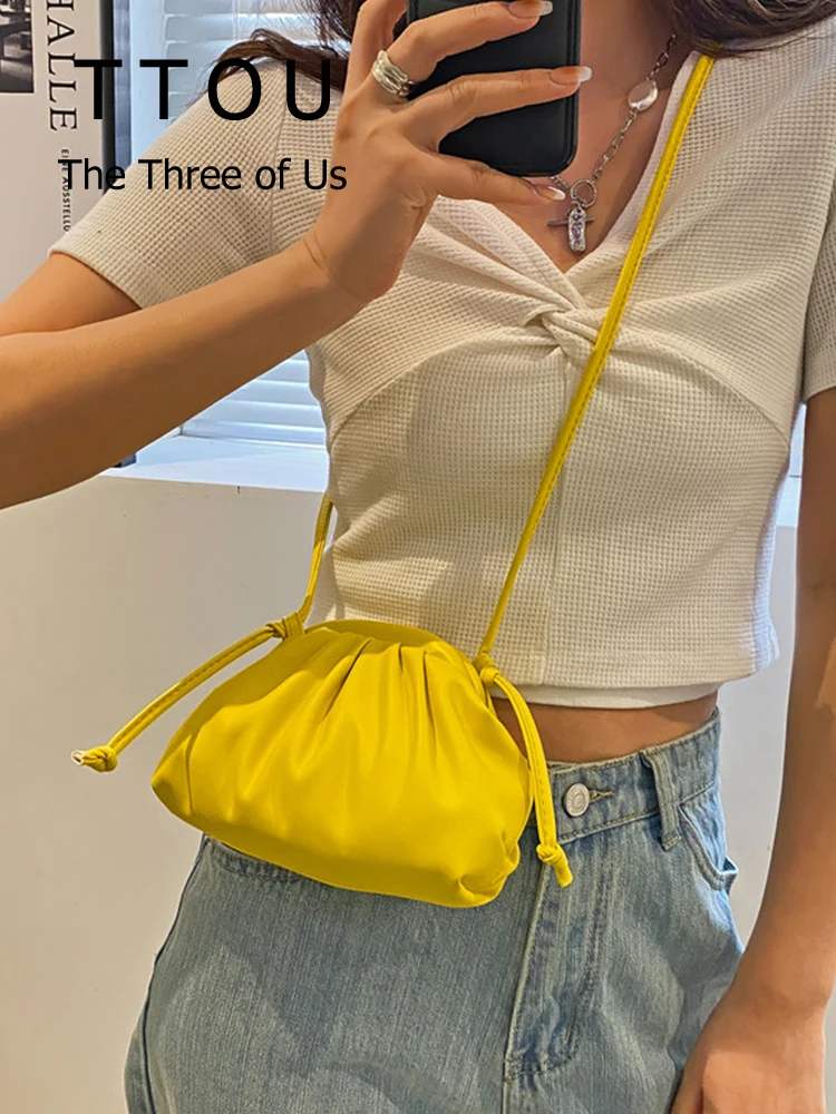 

Маленькие женские сумки через плечо из искусственной кожи в форме облака, Дизайнерские однотонные сумки, сумка на плечо для сотового телефо...