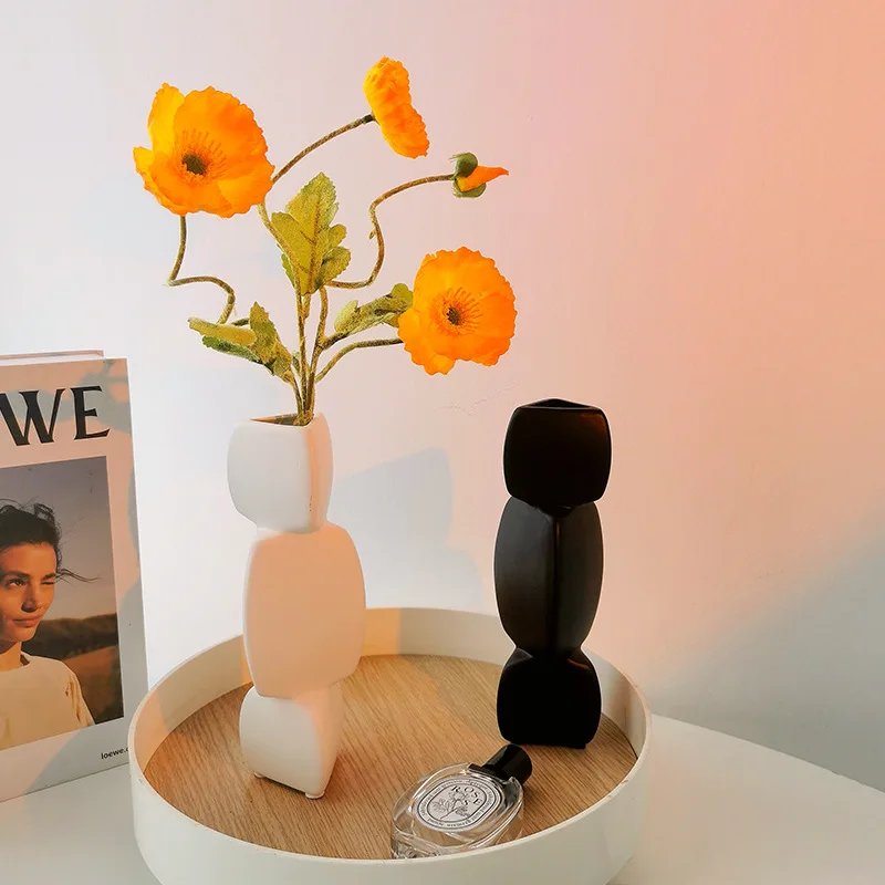 Classic Black/White Porcelain Vase Ceramic Home Office Desktop Decoration Crafts Style DIY Gift Household |