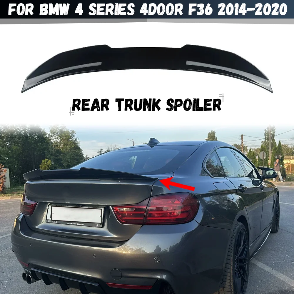 Фото Для BMW 4 серии 4 двери F36 2014 2015 2016 2017 2018 2019 2020 PSM Стиль задний спойлер задний багажник хвостовое крыло комплекты кузова №1