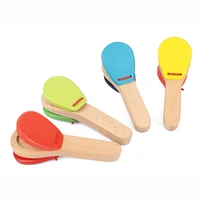 childrens toy clapper baby wooden clapper percussion infant handle clapping castanet random color wooden clapper toy