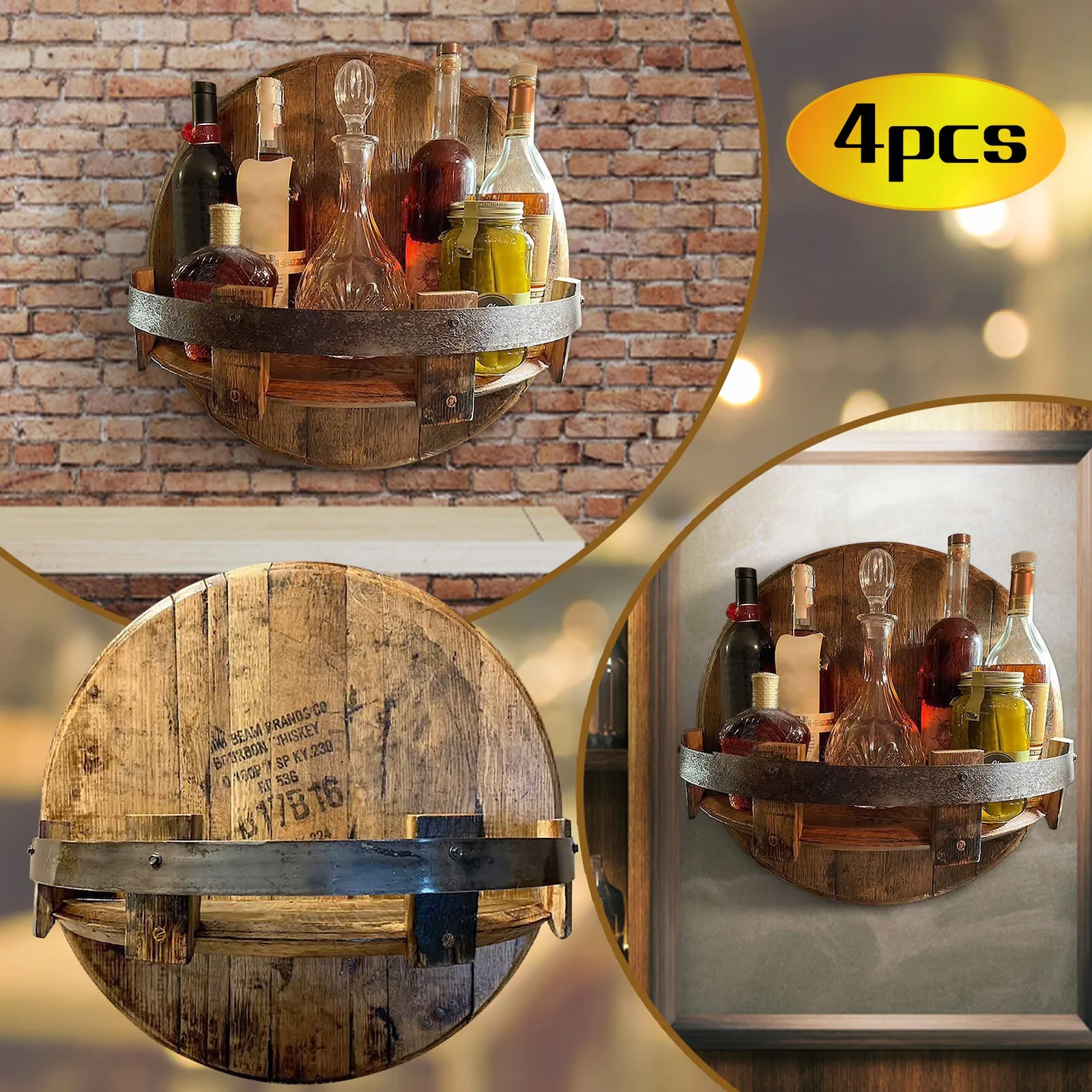 

Ручная работа демонстрация бутылок для ликера настенная винтажная деревянная полка для виски настенная раковина Держатель для посуды