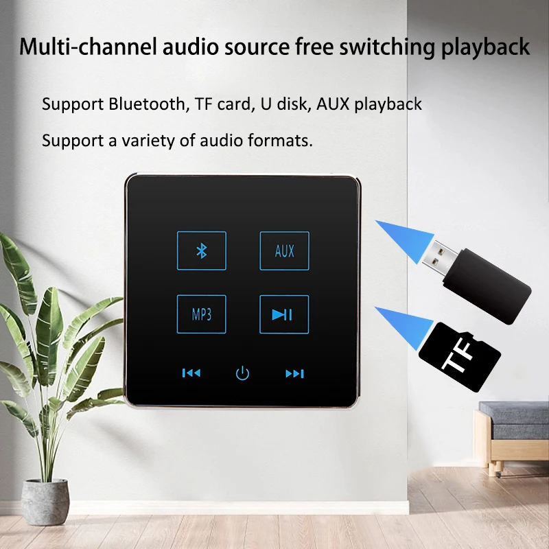 Мини-домашний Bluetooth-усилитель звука в стене сенсорная клавиша фон панель