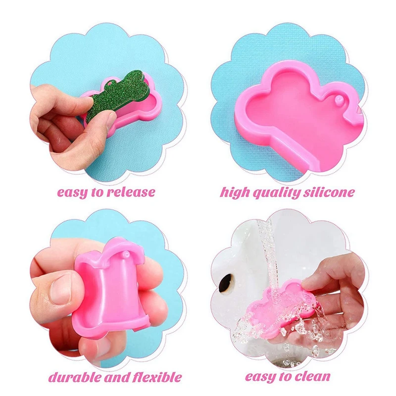 Dog Bone Resin Silicone Molds, 20Pcs DIY Cute Dog Tag Epoxy Resin Mold With 40 Pcs Keychains For DIY Crafts Making