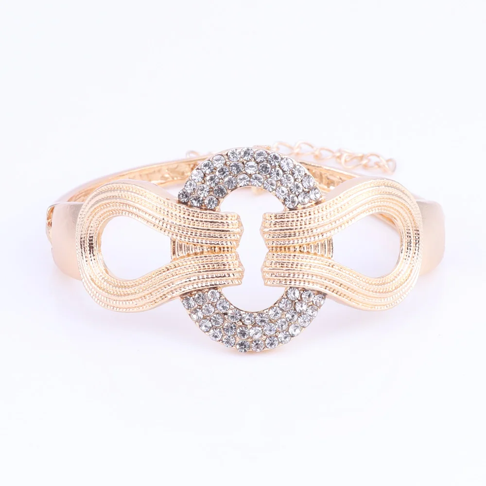 Fashion Wedding Dubai Africa Nigeria African Jewelry Set Gold-color Crystal Necklace Earrings Romantic Women Bridal Sets | Украшения и