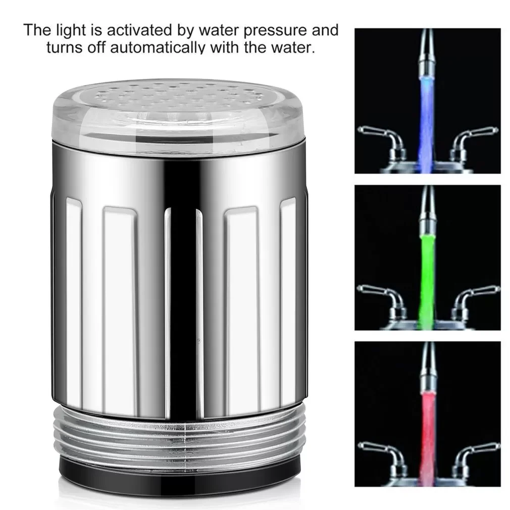 

LED Temperature Sensitive 3-Color Light-up Faucet Kitchen Bathroom Glow Water Saving Faucet Aerator Tap Nozzle Shower LED Faucet