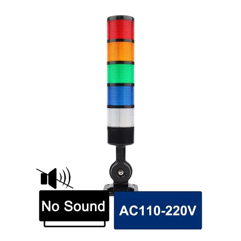 Фото Светодиодная сигнальная колонна Vlag, 5-слойная, для станков с ЧПУ, AC220V, с постоянным и мигающим режимом, промышленная сигнальная лампа с зуммером №3