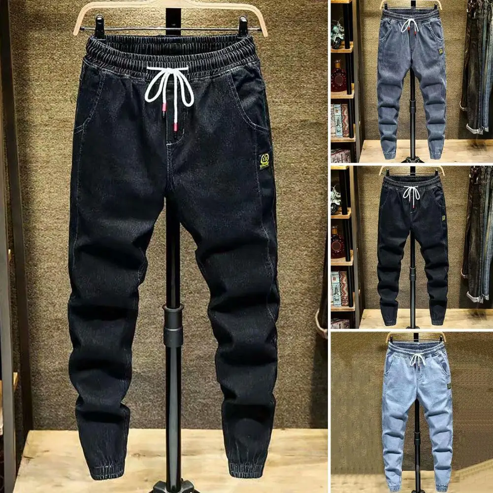 

Stylish Men Cargo Jeans Bottoms Men Cargo Pants Multi Pockets High Waist Ankle Tied Harem Pants Dressing