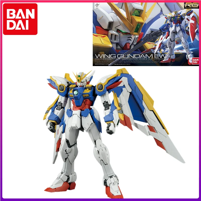 

Bandai Genuine Gundam Model Kit Anime Figure RG 1/144 WING GUNDAM EW Action Figures Collectible Ornaments Toys Gifts for Kids