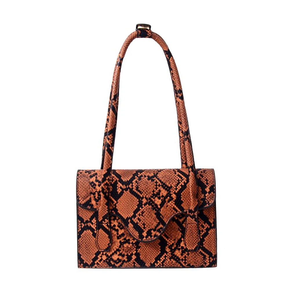 

Youth Ladies Simple Versatile Bag Women Snake Cow Print Shoulder Underarm Bag Lady PU Casual Travel Handbags Totes