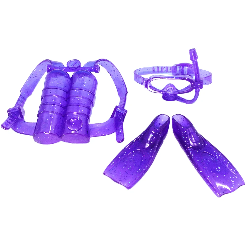 

NK Official Doll Accessories Purple Beach Swimsuits Snorkeling Dive Equipment Oxygen Tank Flippers Swim Glasses for Barbies Doll