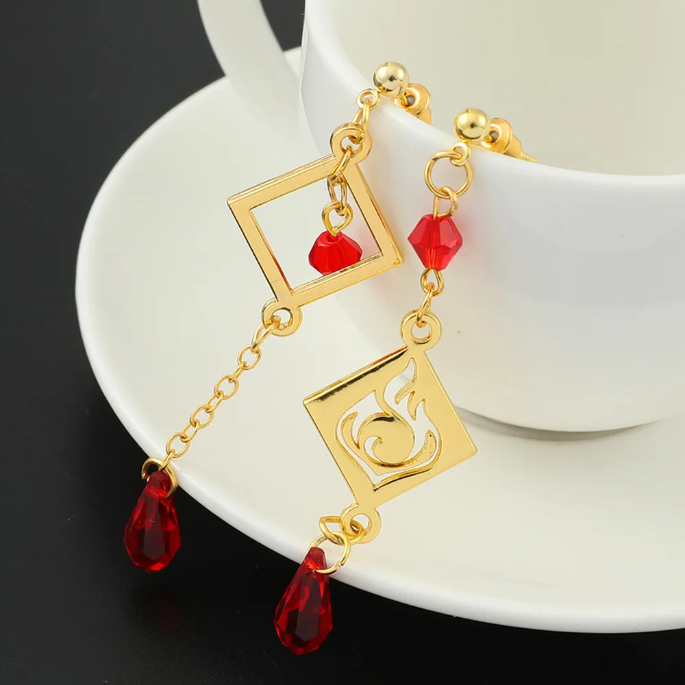 

Fashion Genshin Impact Element Pyru Acrylic Stud Earrings Resin Epoxy Girl Pendant Jewelry