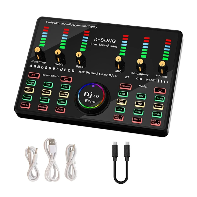 

DJ10 USB внешняя звуковая карта Mic веб-трансляция персональный развлекательный стример