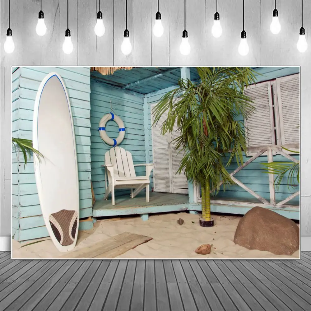 

Beach Building Living Room Plants Birthday Party Decoration Photo Backdrops Wooden Home Studio Surfboard Photography Backgrounds
