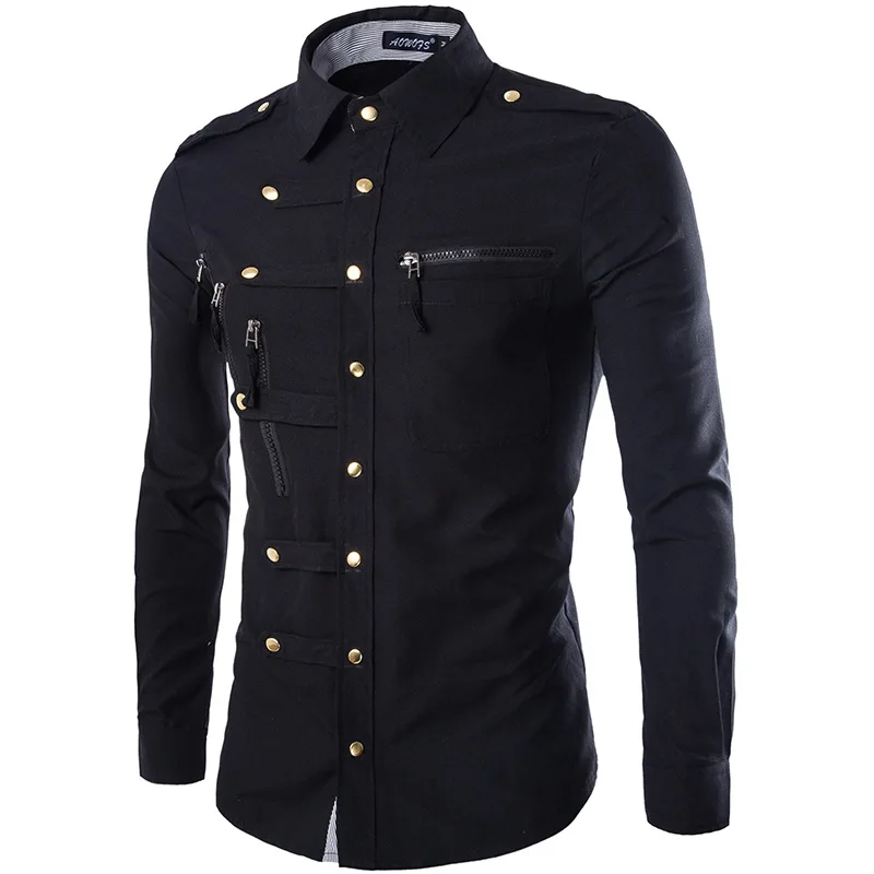 

New in Jeansian Men's Casual Dress Shirts Fashion Desinger Stylish Long Sleeve Slim Fit ArmyGreen