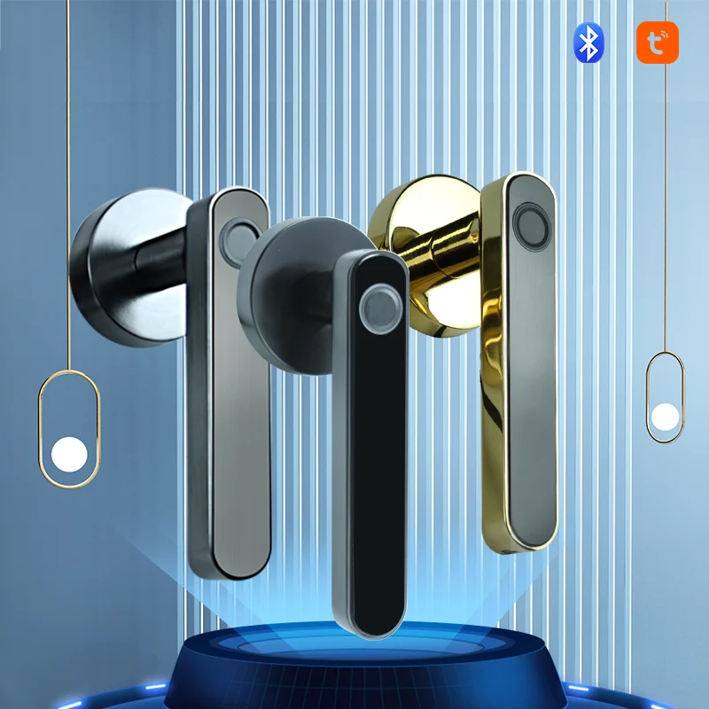 

PHIPULO Tuya Bluetooth Smart Door Lock Biometric Fingerprint Handle Lock Keyless Entry Password Digital Electronic Smart Home