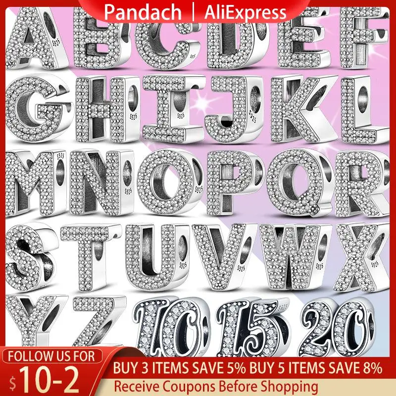 PANDACH 2022 925 пробы серебряные 26 букв алфавита A Charm Bead подходит для оригинальных