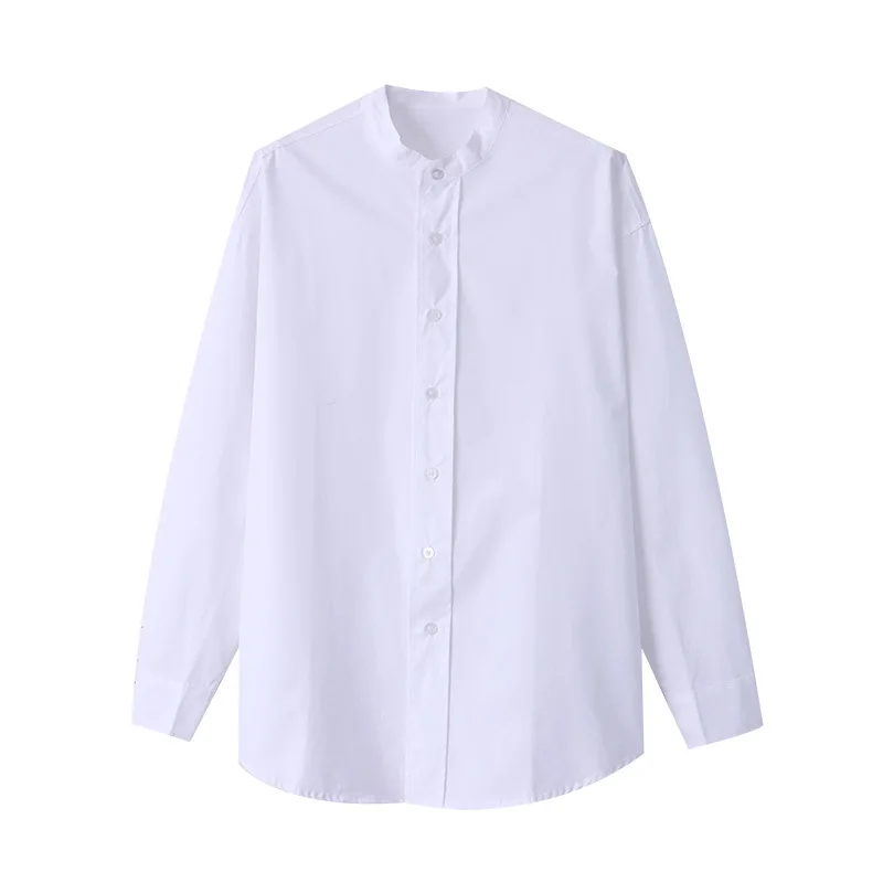 New Chinese-style small round neck micro-pleated casual lazy loose shirt 2023 new top golf shirt women images - 6