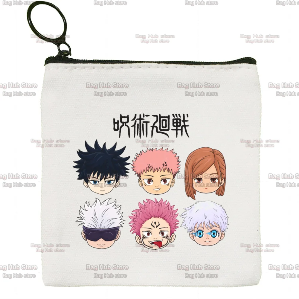 Jujutsu Kaisen Canvas Zipper Coin Bag Female Student Mini Cute Coin Purse Lipstick Bag Small Portable