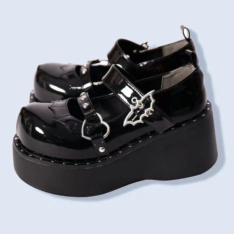Mary Jane Shoes Sweet Cute Women Pumps Wedge Heels Platform Shoes Women Gothic Girls Lolita Punk Shoes High Heels Plus Size 43