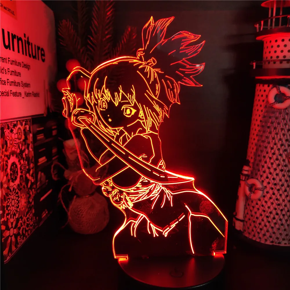 

Dr. Stone Kohaku 3D Night Light Anime Figure Manga Neon Lampara Luminaria LED Lamp Decoration Maison Room Decor Sunset Lights