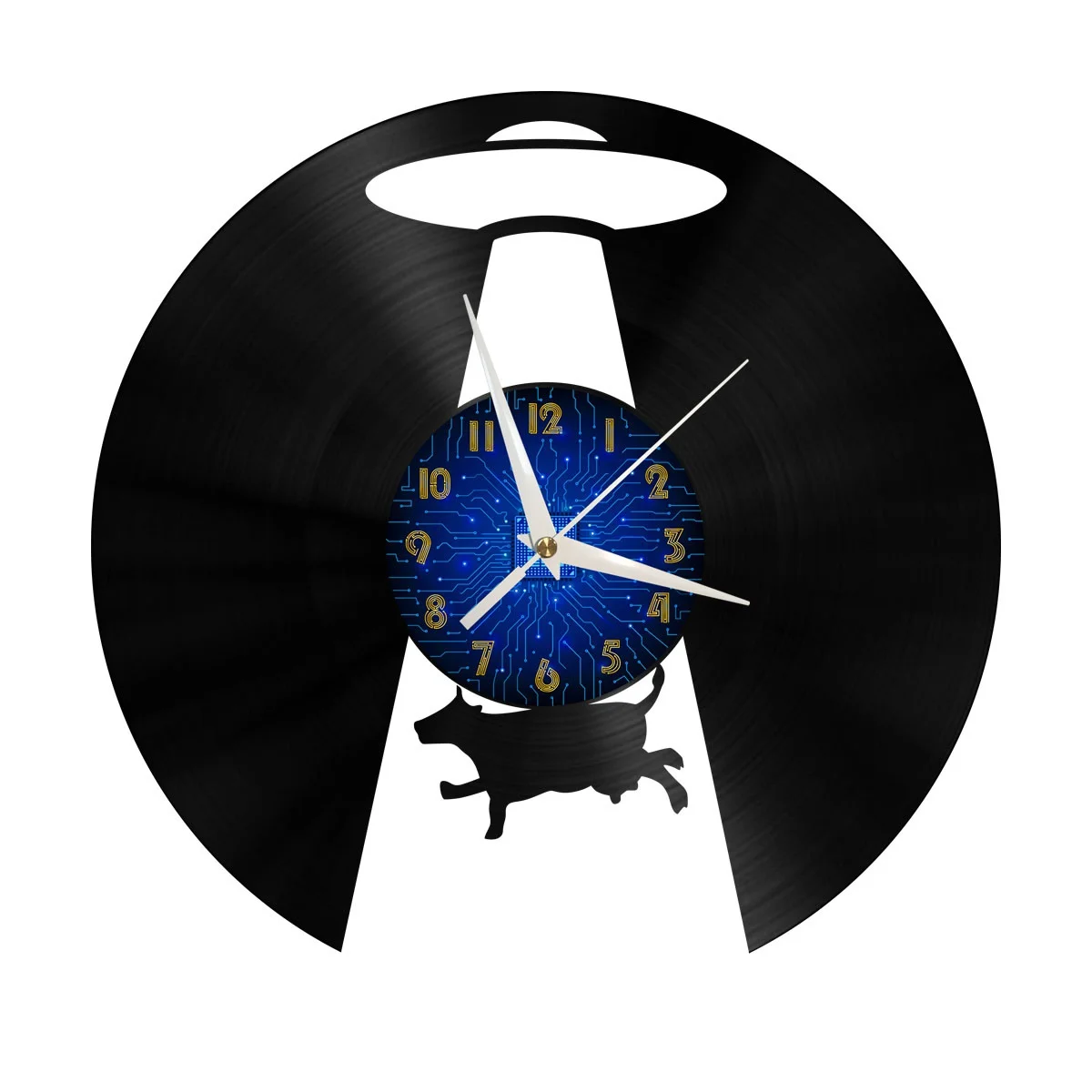 

UFO Cow Vinyl Wall Clock, Vinyl Record Clock Wall Art Silent & Non-ticking