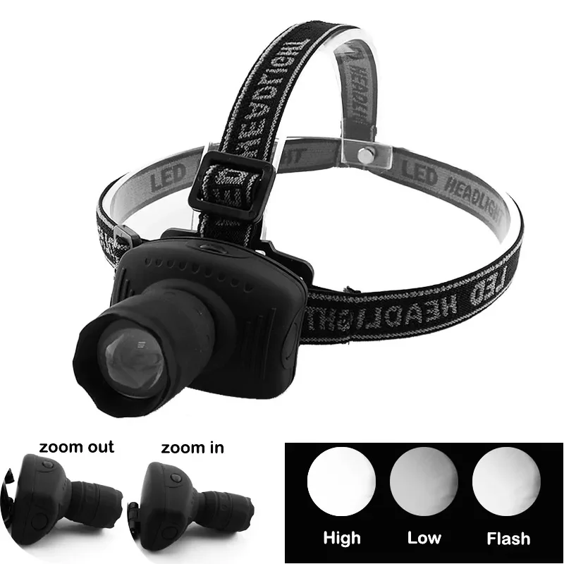 

Frontale Mini Headlamp Flashlight Outdoor High Bright LED Headlight Lantern for Camping Zoomable Light LED Adjustable Focus