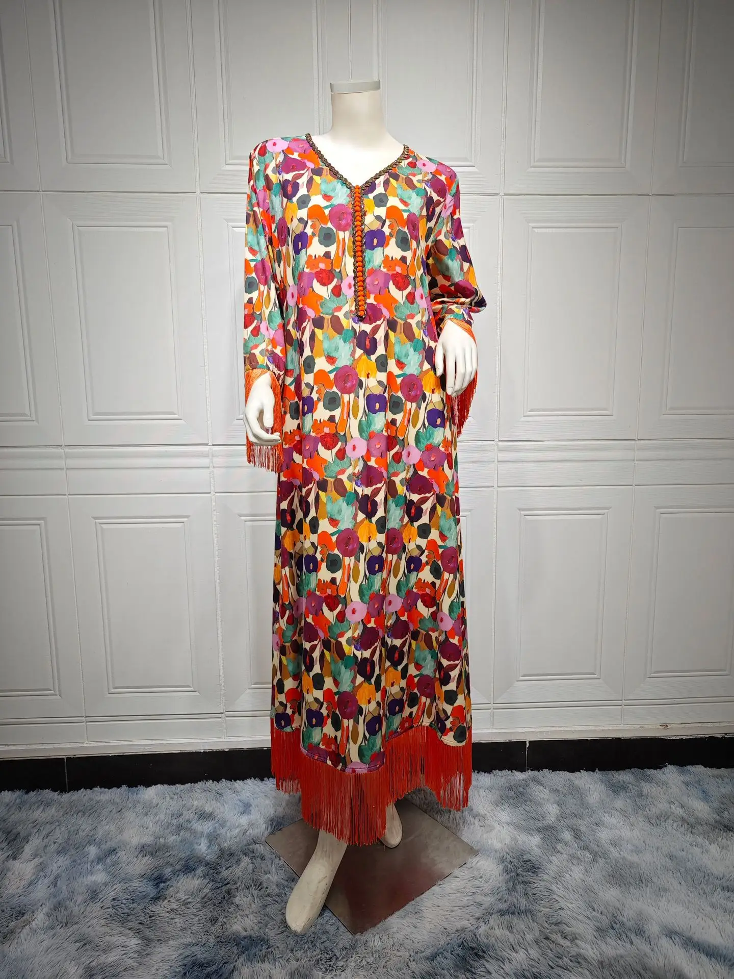 Рамадан Абая для женщин арабский шикарный халат с кисточками и бриллиантами