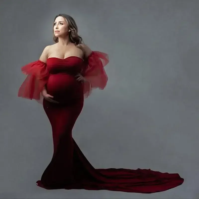 Винтажный реквизит для фотосъемки беременных без плеч Длинные платья узкое