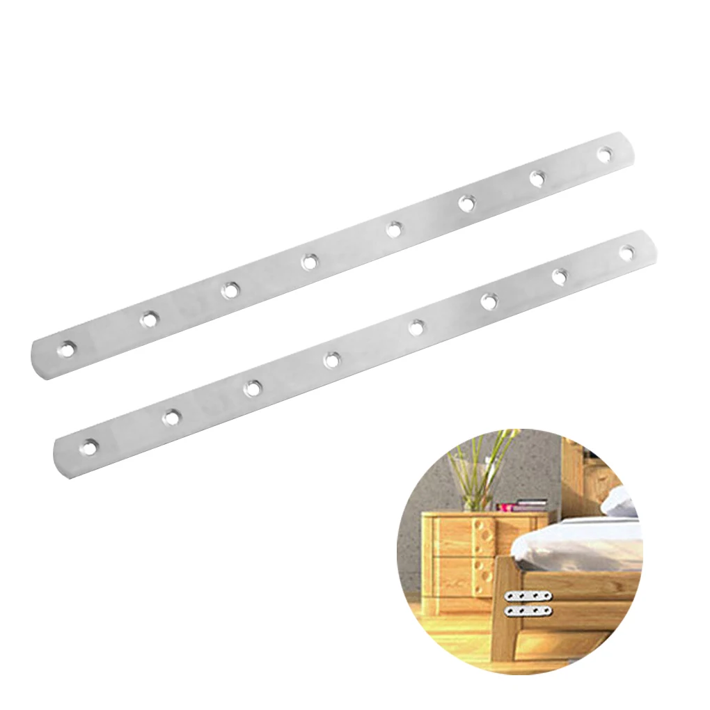 

2pcs Flat Straight Bracket Furniture Repair Fixing Joint fastener Stainless Steel Mending Brace Plates