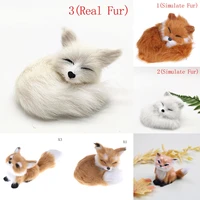 1pc simulation fox toy car ornament long fur fox doll animal model home decoration animals world figures cute toys gift for kids