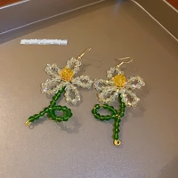 korean 2022 summer jewelry handmade transparent crystal flower earrings for women sweet accessories oorbellen voor vrouwen