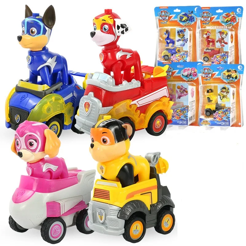 

New Paw Patrol Vehicle Chase Skye Marshall Pull Back Cars Playset Building Blocks Action Figure Children Toys Birthday Gifts