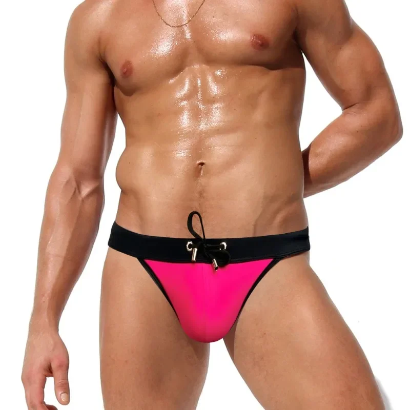 Фото Sexy Bikini Men Sexy Swimming Trunks Low Waist Swimwear Drop with Push-up Briefs Swimsuit Breathable Boxer Beach Shorts №4