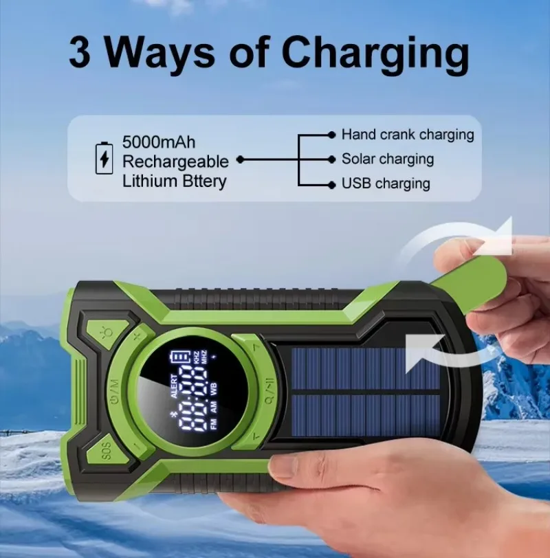 Аварийное радио с рукояткой 5000 мАч