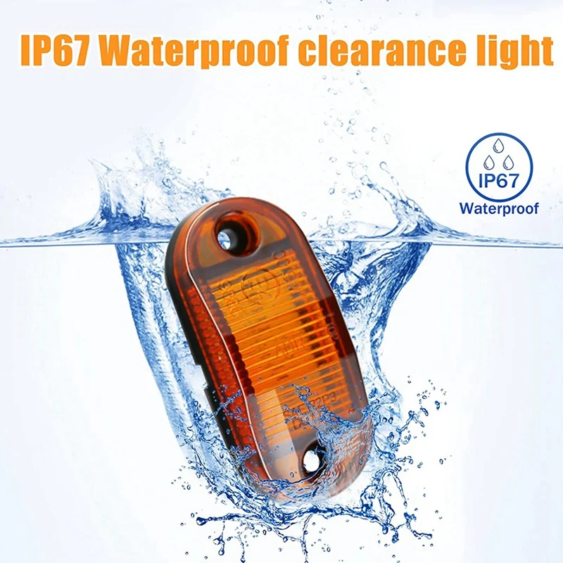 10 шт. Янтарный 12-24 в 6 светодиодов 2 5 дюйма боковой маркер водонепроницаемый