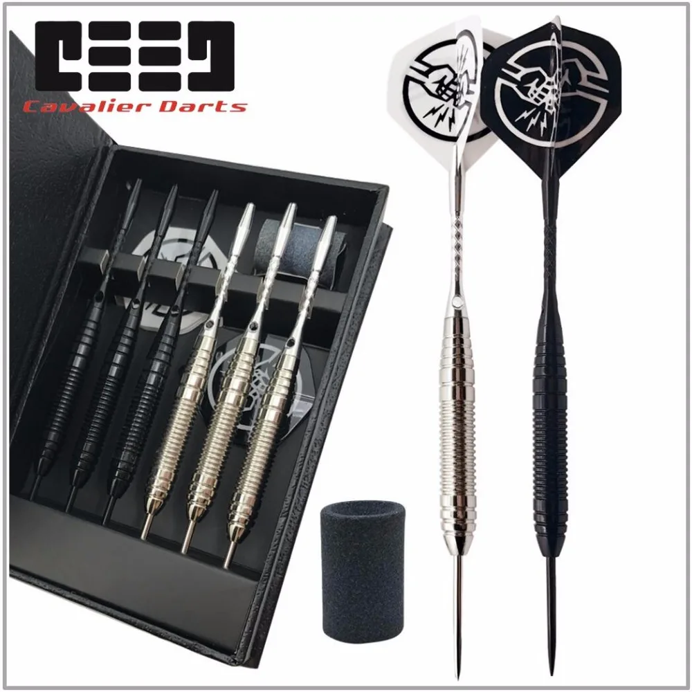 

6 PCS Professional White/BLACK Darts With free Case 25g Steel Tip Darts with Iron Copper Barrel for Indoor Game Sports