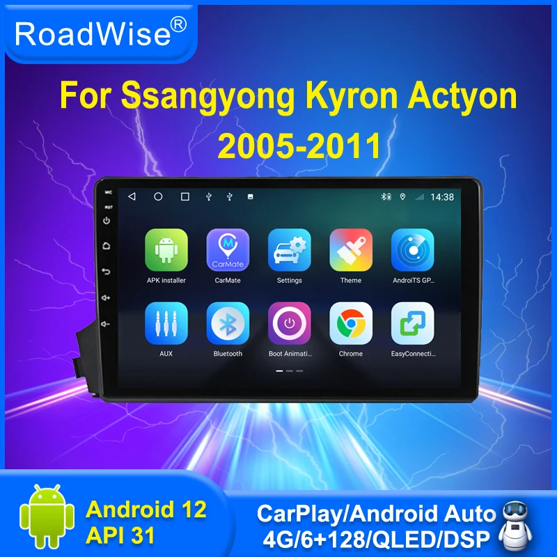 

Roadwise 8+256 Android 12 Car Radio For SsangYong Actyon Kyron 2005 - 2011 Multimedia 4G Wifi GPS DVD 2 DIN DSP Autoradio Stereo
