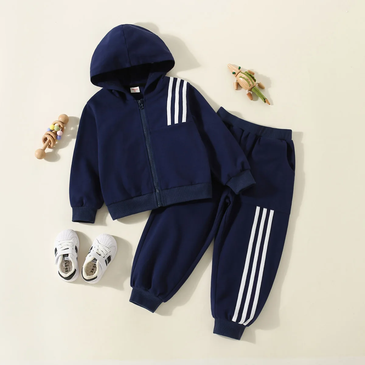 

hibobi Toddler Stripes Hooded Sweater & Pants 2pcs Sport Suit Kids Sportswear Cotton Clothing Sets For 18M-6Y