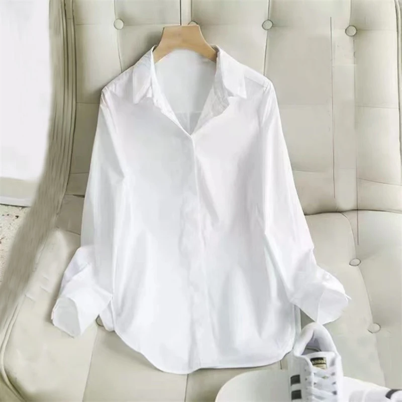 

White Office Blouse Women Fashion Casual Long Sleeve Shirts Autumn Blusas Loose Cotton Elegant Blouses Tops Women Clothing 23932
