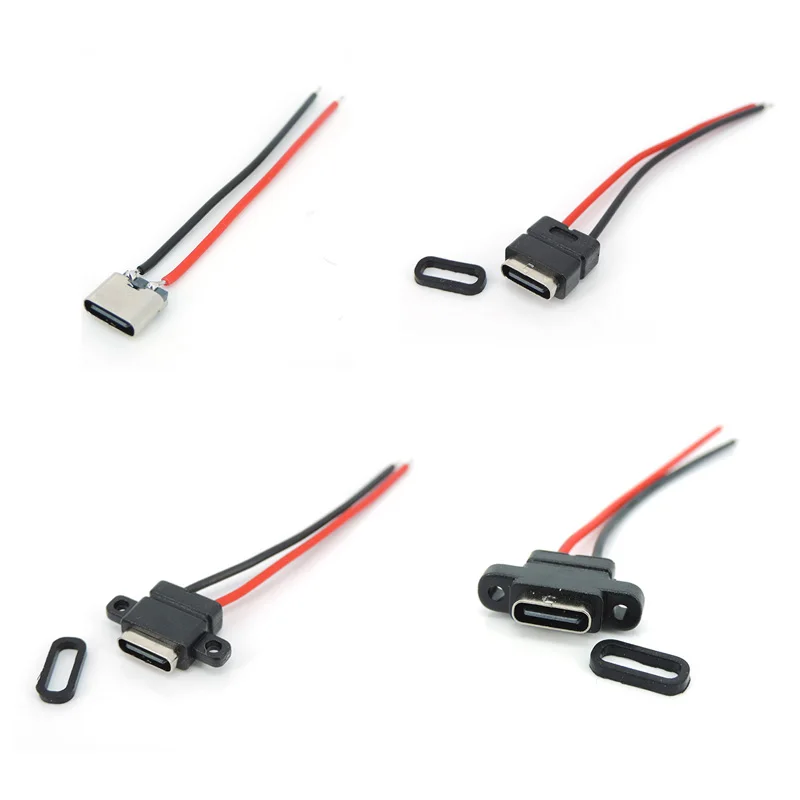 Водонепроницаемый разъем USB Type-C USB c 3,1, 2 контакта, гнездовой разъем, сварочный провод, кабельный разъем 180 °, 90 °, аппарат для ремонта и зарядки